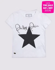 RRP €125 PHILIPP PLEIN JUNIOR T-Shirt Size 8-9Y Rhinestones Coated Front - Picture 1 of 7