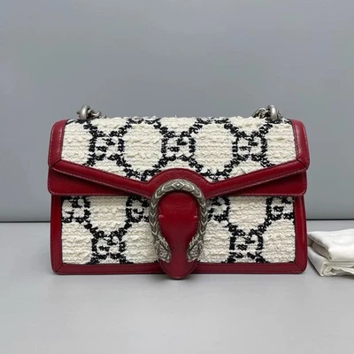 Bolso Gucci Dionysus GG Pequeño Tweed Debe Bolso Blanco/Negro/Rojo Cereza Foto 1 de 4