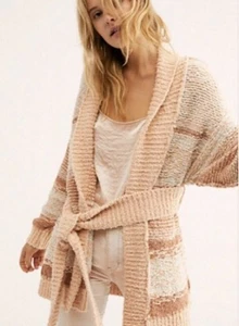 FREE PEOPLE cozy cabin cardigan sweater size L Large Womes Oversized Belted - Picture 1 of 7