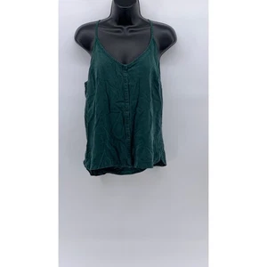 ANTHROPOLOGIE Women's Dark Green V-Neck Spaghetti Strap Relaxed Fit Cami Top SZS - Picture 1 of 11