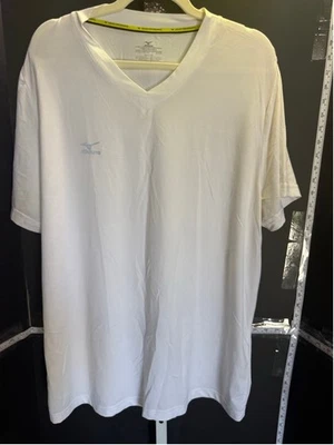 Men's Mizuno Performance White Gray V-Neck Short Sleeve Tee XXL Big & Tall - Image 1 of 3
