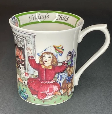 QUEEN’S Fine Bone China Birthday Week “FRIDAY” Coffee Tea Mug EUC - Image 1 of 4