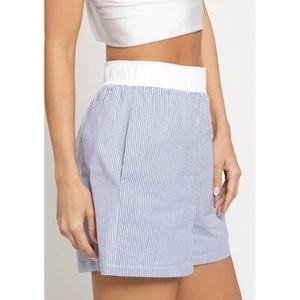 NUEVO CON ETIQUETAS Sans Souci Mujeres Hailey Boxer Shorts PEQUEÑOS - Azul Blanco Rayas Precio regular $39 - Imagen 1 de 8