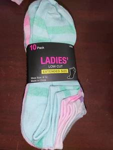 Ladies Socks 10 pr Low Cut Multicolor Extended size 8-12 Collective Soles - Picture 1 of 3
