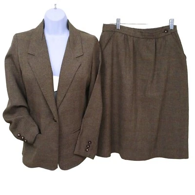 Traje Blazer Falda Poliéster Tejido Vintage Años 70 2 Piezas Hombre Motty Foto 1 de 4