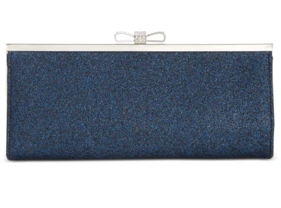 Inc International Concepts Carolyn 闪耀手拿包 海军蓝 银色 — 第 1/4 张图片