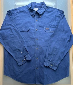 Camisa de manga larga de algodón pesado con botones Carhartt 2XL de colección. Azul. XXL - Imagen 1 de 17