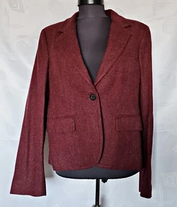 VINTAGE AUTHENTIC BURBERRY LONDON BURGUNDY WOMEN'S WOOL JACKET BLAZER:US10/EU38 - Picture 1 of 7