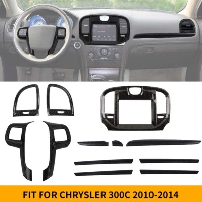 For Chrysler 300 2010-2014 12x Carbon Fiber Steering Dash Consol Cover Trims Kit Foto 1 de 4
