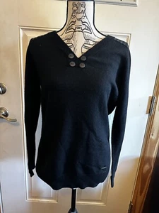 Smartwool Piney Lake Black Merino Wool Henley Sweater / Lg - Picture 1 of 5