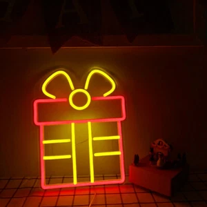 LED Gift Package Neon Light Sign Dimmable Restaurant Bar Shop Xmas Windows Decor - Picture 1 of 3