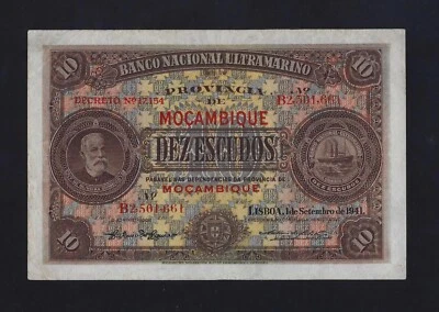 Portugal PORTUGUESE Mozambique 10 Escudos 1941 P-84 XF - Image 1 of 2