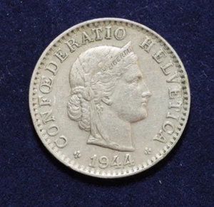 1944 Switzerland 20 Rappen Copper-Nickel Coin KM# 29a - Picture 1 of 4