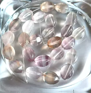 RAINBOW FLUORITE OVAL LOOSE BEADS. 25 BEADS. SIZE 12MM. - Picture 1 of 3
