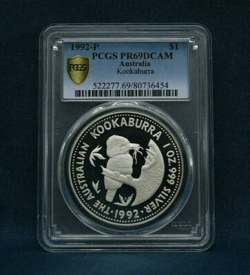 1992-P $1 PROOF AUSTRALIA KOOKABURRA PCGS PR69 DCAM *VERY RARE* - Image 1 of 2