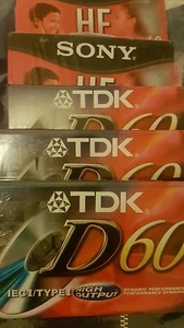 5 neue leere Sony Kassetten TDK Kassetten versiegelt 60 Minuten - Bild 1 von 1