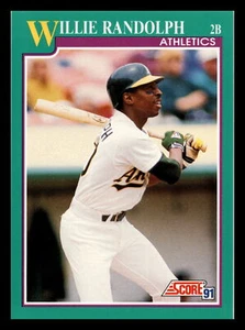 1991 Score Willie Randolph  Oakland Athletics #194 Centered Mint - Picture 1 of 2