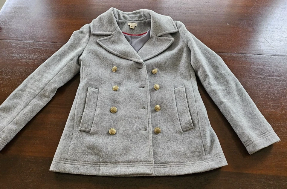 J. Abrigo Crew Stadium Mezcla Lana Guisante Doble Pecho Botones Dorados Talla 2 Foto 1 de 4