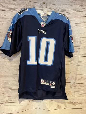 MEN'S VINCE YOUNG #10 RETRO TENNESSEE TITANS NAVY SEWN REEBOK Jersey NWT S Small Cover