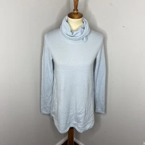 NWT Kinross Cashmere Cowl Neck Pleat Back Swing Sweater in Arctic Blue Small S - Picture 1 of 10
