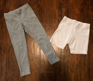 Lot Of 2 Youth Girls Faded Glory Gray Stretch Pants White Stretch Shorts Sz 4/5 - Picture 1 of 8