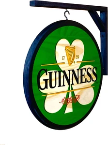Guinness Shamrock Double-Sided Pub Sign Green, Black, Red - Picture 1 of 4