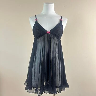 Betsey Johnson Pink and Black Ruffle Lingerie Dress - Image 1 of 4