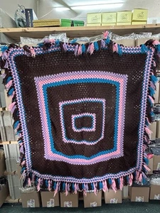 Granny Crochet Afghan Very Colorful Lap Blanket Throw Handmade 60”x60” - Picture 1 of 6