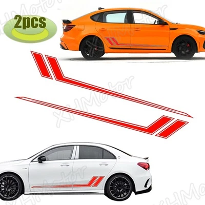 Calcomanía de accesorios de decoración exterior modificada vinilo rayas laterales carrocería carreras Foto 1 de 4