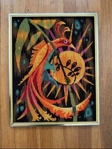 PHOENIX RISING WITH THE SUN Vintage Needlepoint Artwork Handmade - Picture 1 of 5