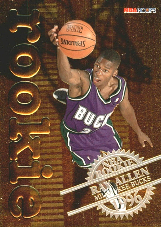 1996-97 Hoops Rookies #2 Ray Allen RC Bad Corner Milwaukee Bucks Salón de la fama Foto 1 de 1