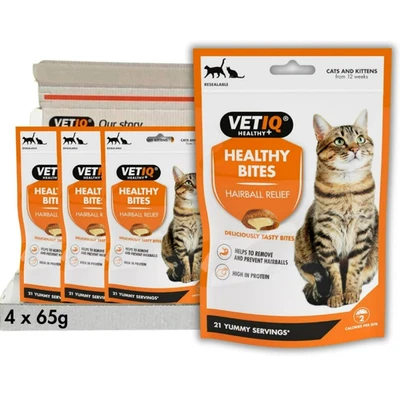 VetIQ Healthy Bites Hairball Remedy Cat Treats 4 x 65g Prevent & Remove Hairball
