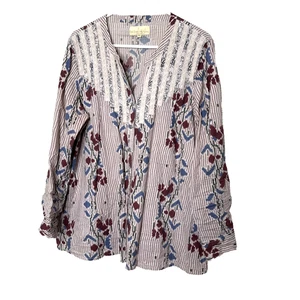 The Territory Ahead Size XL Cotton Shirt Southwestern Boho Lace Womens - Picture 1 of 13