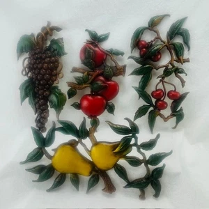 Vintage Küster Metall Obst Wandbehang Plaketten Birnen Kirschen Äpfel Trauben - 4 - Bild 1 von 16