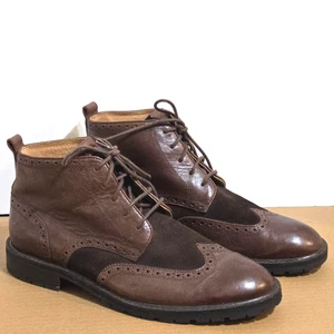 Florsheim Limited Mens Sz 10D Brown Leather Wingtip Lace Up Chukka Ankle Boots - Picture 1 of 12