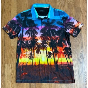 Camisa Polo Bugatchi Para Hombre Digital Tropical Palmera Estampado Multicolor Talla Grande - Imagen 1 de 5