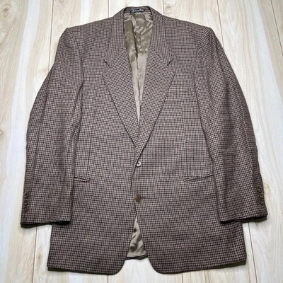 Mani Designer Collections Mens Brown Classic Houndstooth Blazer Size 43 - Image 1 of 4