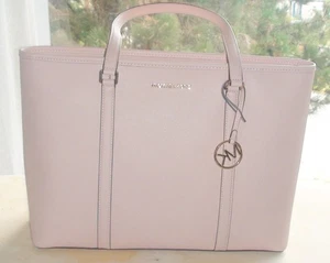 Michael Kors Jet Set Travel Large Saffiano Leather Tote Rose Petal Sady Blossom - Picture 1 of 14