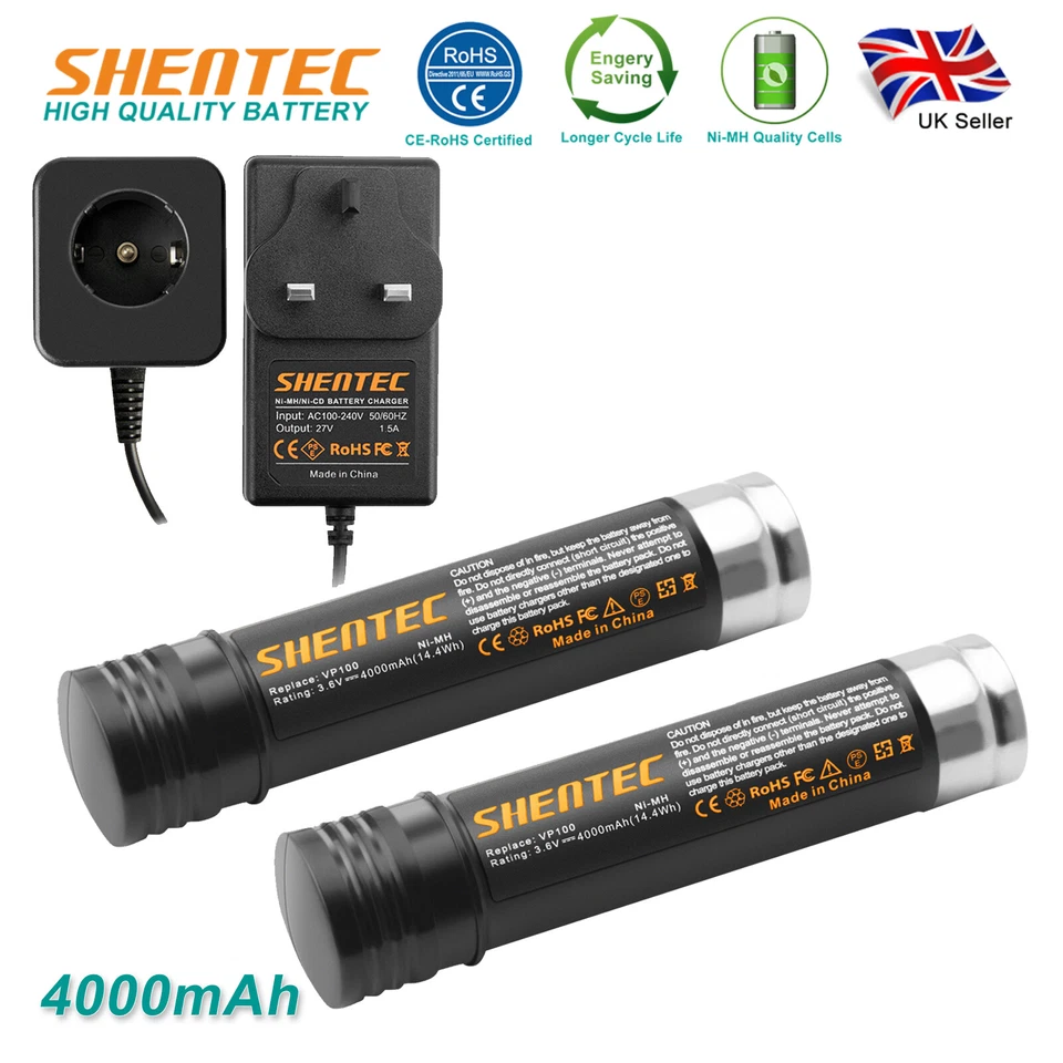SHENTEC 2X3.6V 4000mAh Battery/Charger For Black Decker VP100 VP660 VP321 388183-00