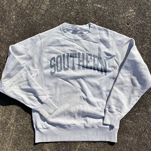Sudadera gris y azul marino Champion tejido inverso talla pequeña - Imagen 1 de 4