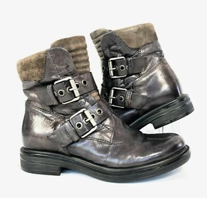 MJUS 544202 Pewter Brown Leather Buckle Ankle Boots Size EU 36 US 5.5-6 - Picture 1 of 9