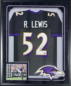 Ray Lewis Signed Autographed Framed Black Jersey JSA Authenticated Suede - Picture 1 of 2