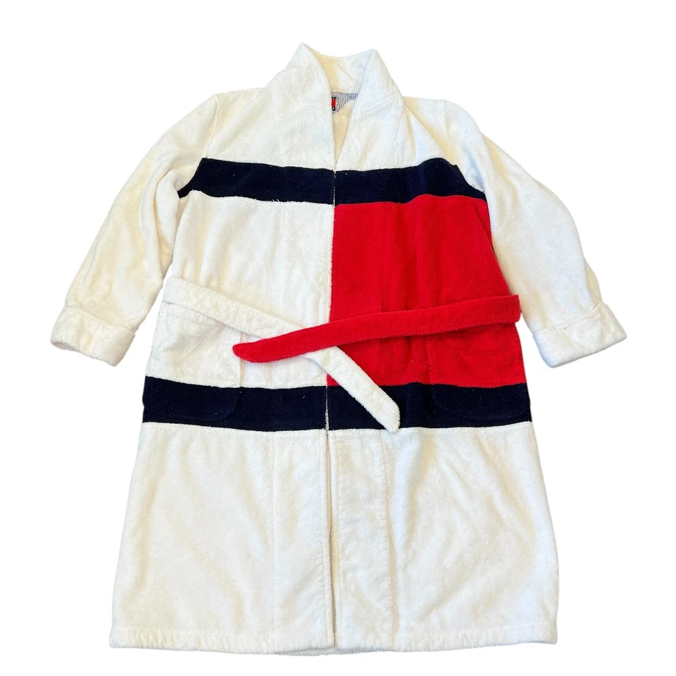 Tommy Hilfiger Logo Bandera Toalla de Baño Bata Adulto Unisex Rojo Blanco Talla L/XL Foto 1 de 4