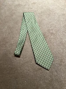 MAINE BAY SILK NECKTIE VTG CLASSIC ITALIAN SILK TIE Green “Medallions” DOT LIKE - Picture 1 of 7