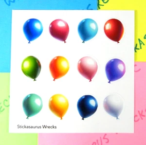 Hoja de pegatinas pequeñas de globos de colores - Imagen 1 de 3