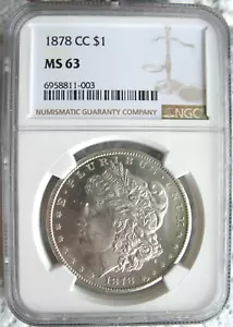 1878 CC Morgan Silver Dollar NGC MS-63 - Picture 1 of 3