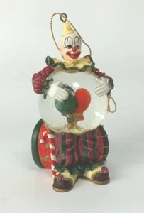 Kurt Adler Clown Snow Globe Ornament Balloons 1991 Hand Crafted Taiwan Vtg 4" - Picture 1 of 10
