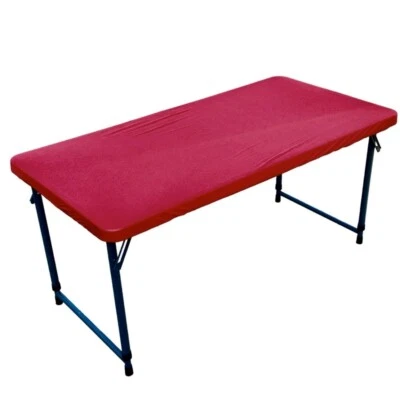 NEW Table Cover Fitted 6’x30” Cloth Red Folding Outside Party - Image 1 of 4