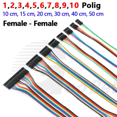 MARKENLOS Flachbandkabel 1P - 10P Jumper Wire F-F Steckbrücken für Steckbrett 10cm - 50cm