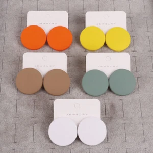 Women Earrings Candy Color Spray Paint Ear Studs Acrylic Round Earrings x - Picture 1 of 43